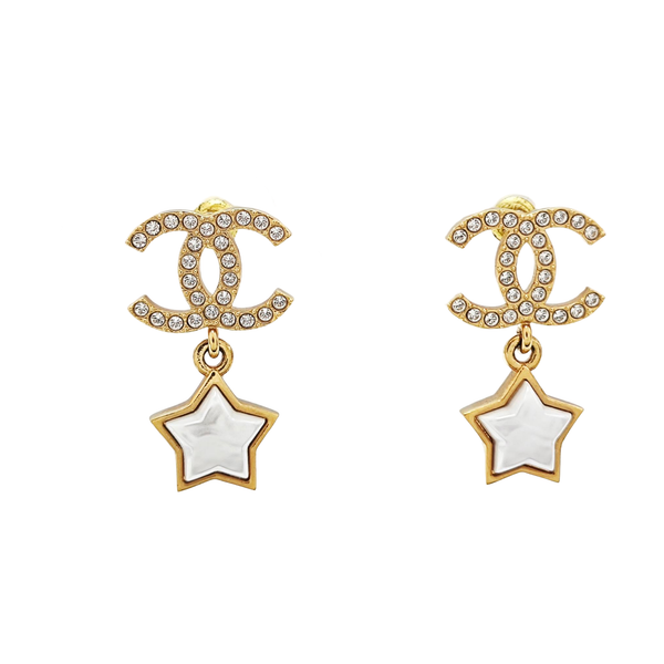 CC Logo Metal Gold Stud Earrings
