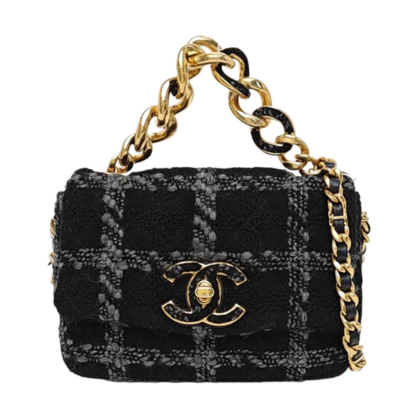 CHANEL 19 Small Quilted Wool Black