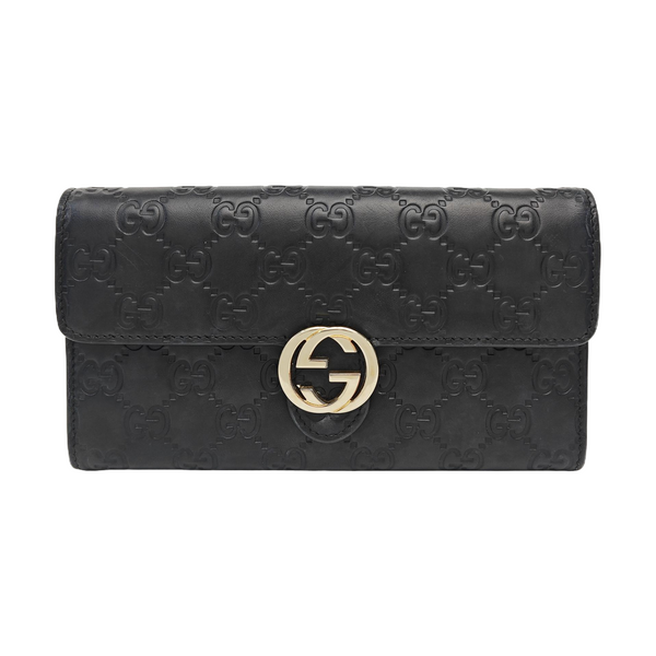 Interlocking G Small Monogram Calfskin Black Wallet