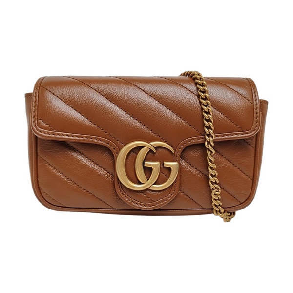 GG Marmont Mini Quilted Calfskin Brown
