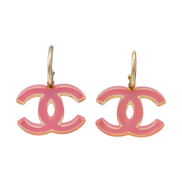 CC Logo Resin Red Stud Earrings