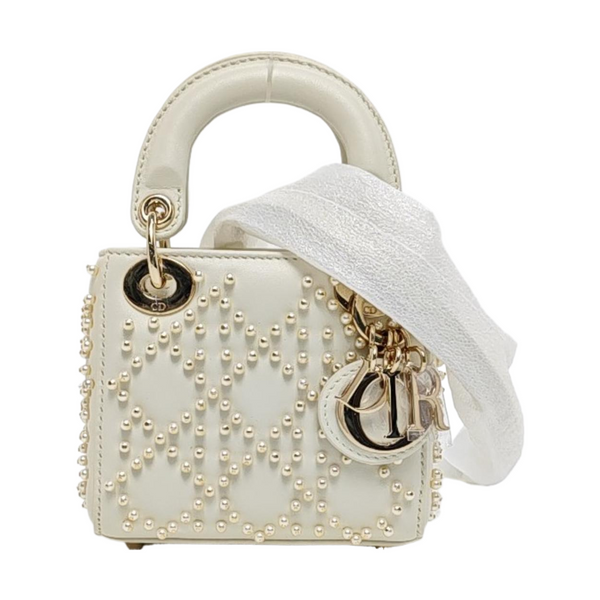 Lady Dior Super Mini Cannage Lambskin White