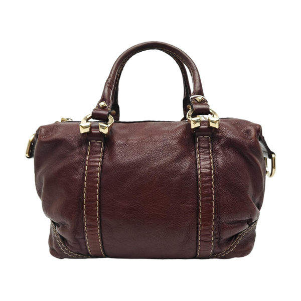 Calfskin Top Handle Bag Brown