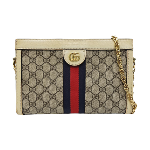 Ophidia Small Monogram Coated Canvas Beige