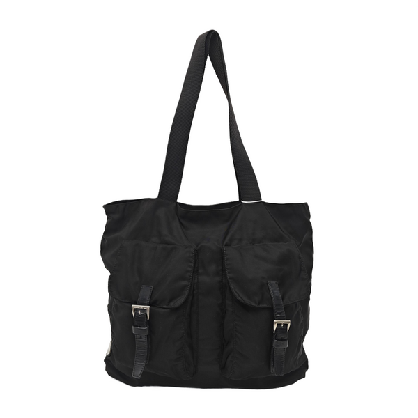 Nylon Top Handle Bag Black