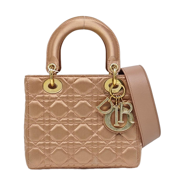 Lady Dior Small Cannage Silk Satin Pink