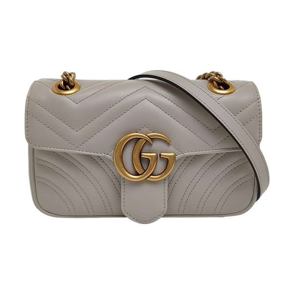 GG Marmont Small Quilted Calfskin Gray