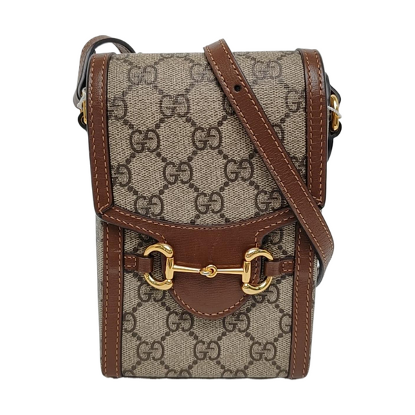 Authenticated pre-owned Horsebit 1955 Mini Coated Canvas Beige - Crossbody Bag at Looply