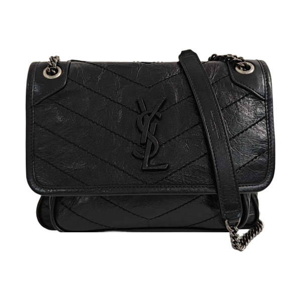 NIKI Small Chevron Calfskin Black
