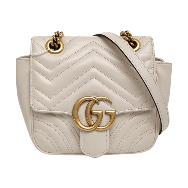 GG Marmont Mini Quilted Calfskin White