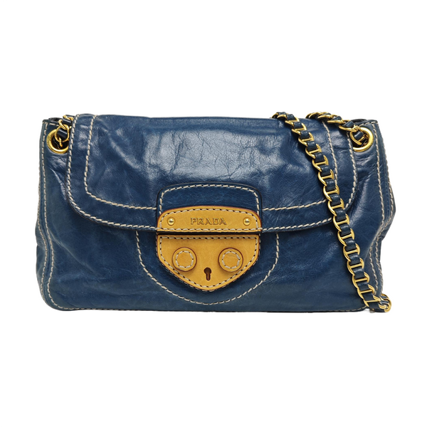 Calfskin Shoulder Bag Blue