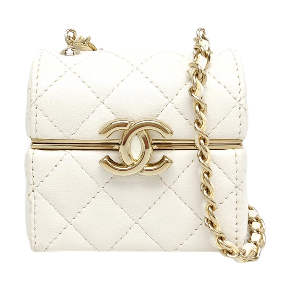 Quilted Lambskin Shoulder Bag White