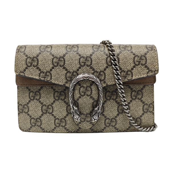 Dionysus Super Mini Monogram Coated Canvas Beige