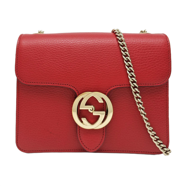 Interlocking G Small Calfskin Red