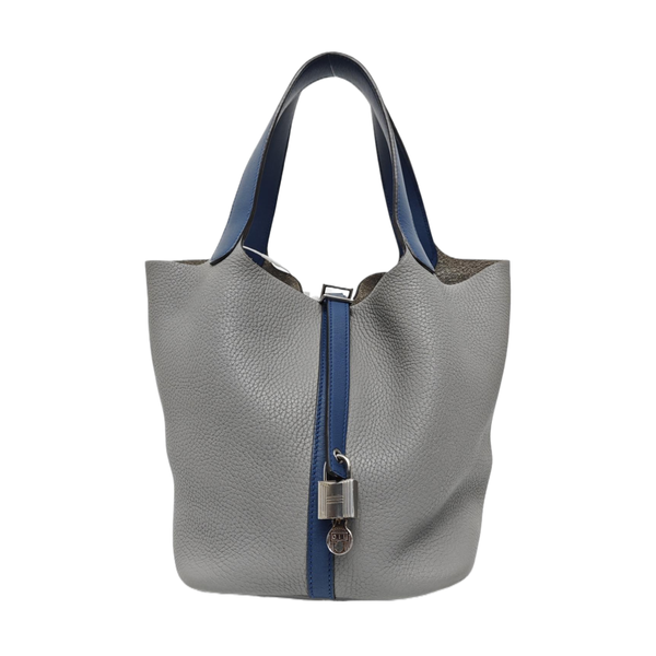 Authenticated pre-owned Picotin Lock 22 Clemence Blue - Bucket Bag at Looply
