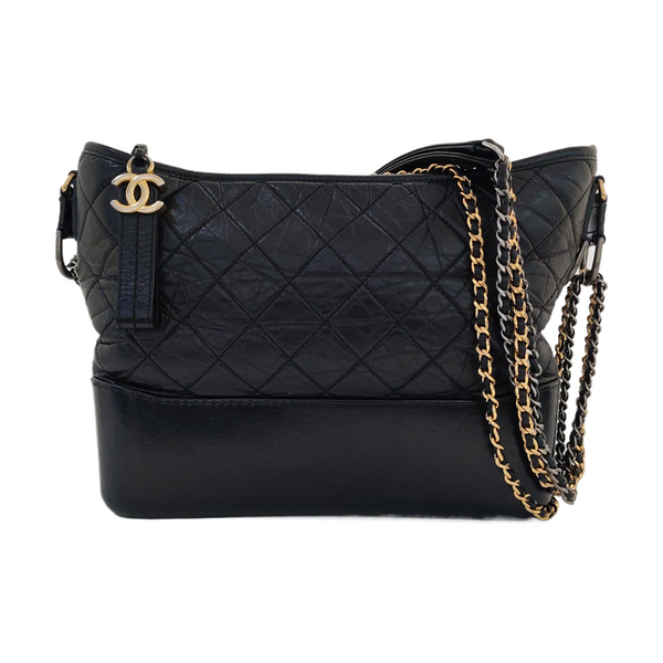 GABRIELLE Large Quilted Calfskin Black