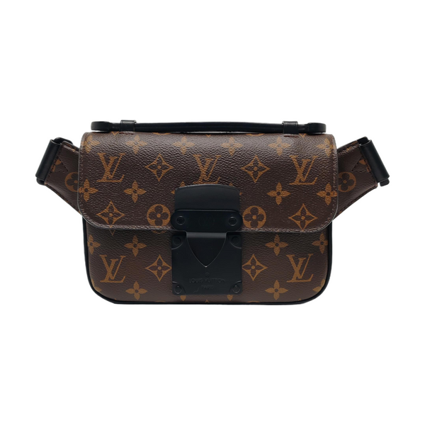 S LOCK Monogram Coated Canvas Brown