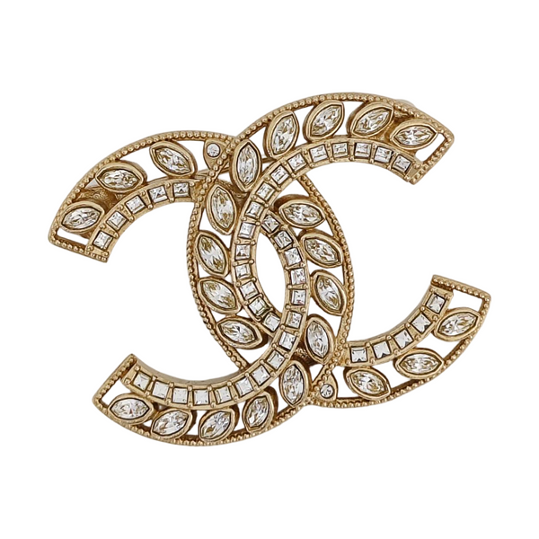 CC Logo Metal Gold Brooch