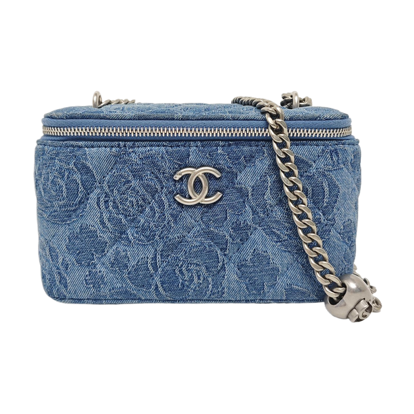 VANITY CASE Small Quilted Denim Blue