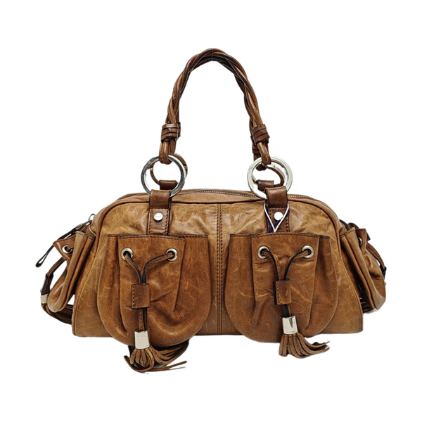Calfskin Top Handle Bag Brown