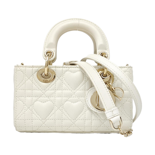 Lady D-Joy Super Mini Cannage Lambskin White