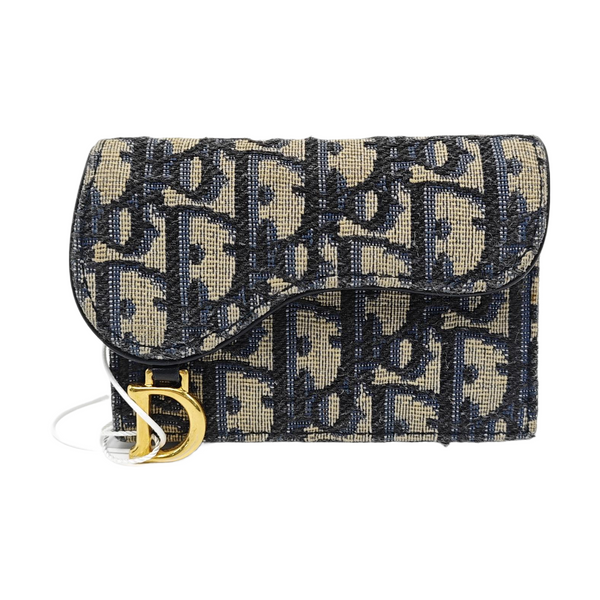 Authenticated pre-owned Saddle Oblique Canvas Blue Wallet - Wallet at Looply