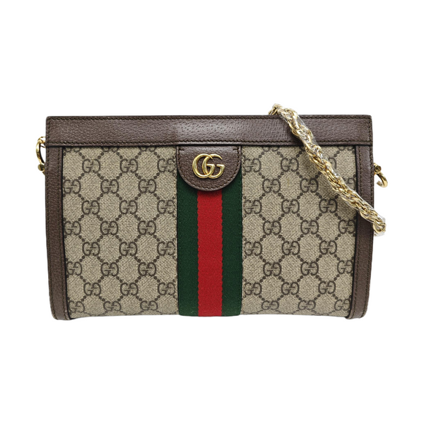 Ophidia Small Monogram Coated Canvas Beige