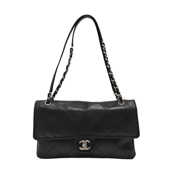 Quilted Lambskin Shoulder Bag Black