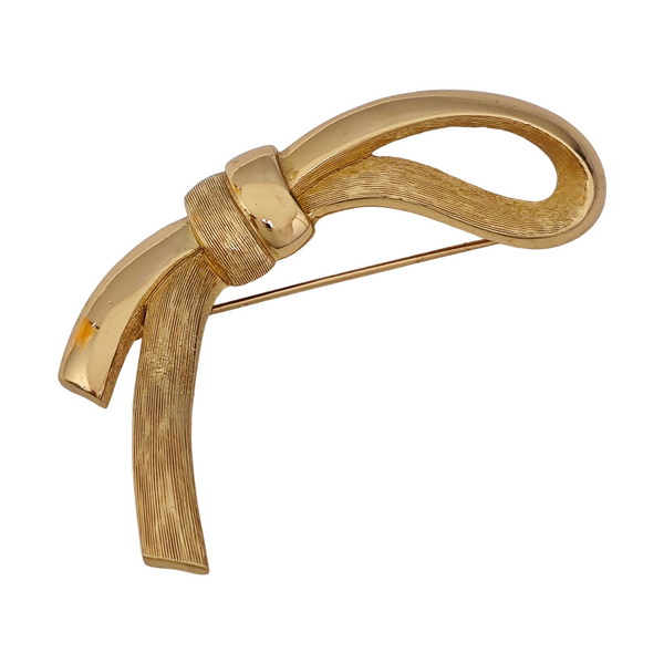 Twist Round Metal Gold Brooch