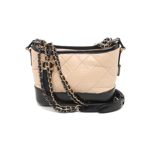 GABRIELLE Small Quilted Calfskin Beige
