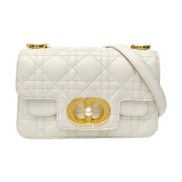 Cannage Calfskin Shoulder Bag Mini White
