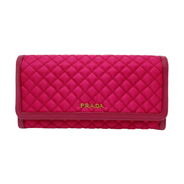 Quilted Nylon Wallet Red