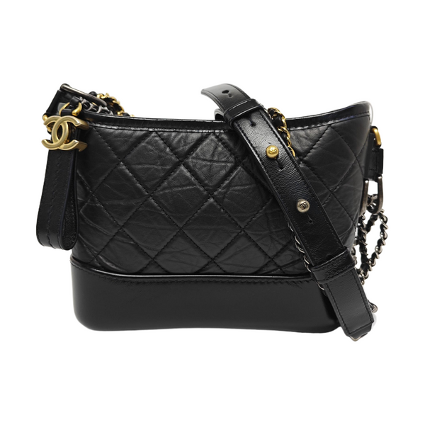 GABRIELLE Small Quilted Vintage Calf Black