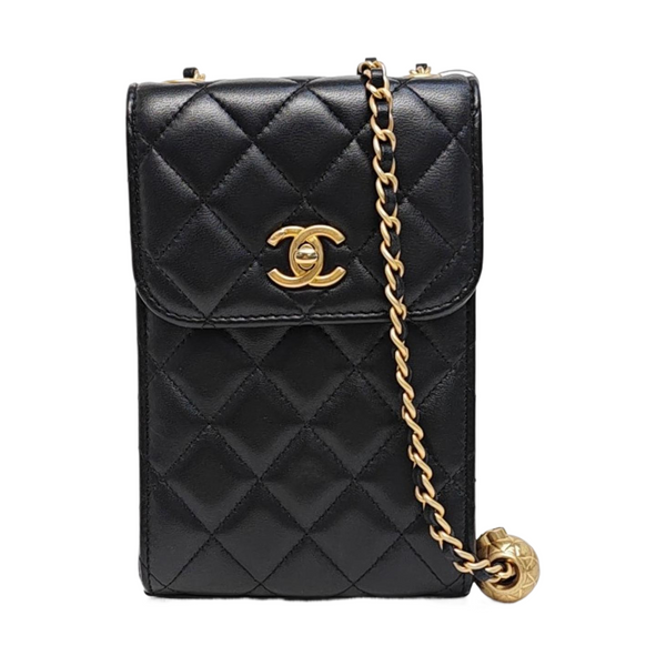 Quilted Lambskin Shoulder Bag Black