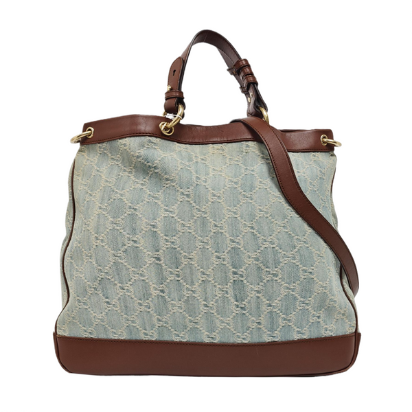Monogram Denim Tote Bag Blue
