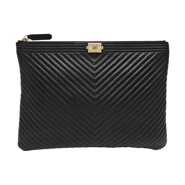 BOY CHANEL Medium Chevron Lambskin Black
