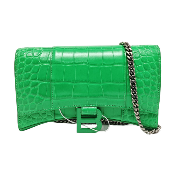 Authenticated pre-owned Hourglass Calfskin Green - Shoulder Bag at Looply