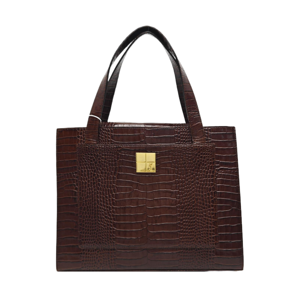 Calfskin Top Handle Bag Brown