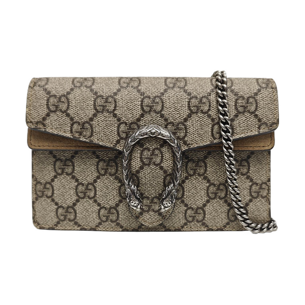 Dionysus Super Mini Monogram Coated Canvas Beige
