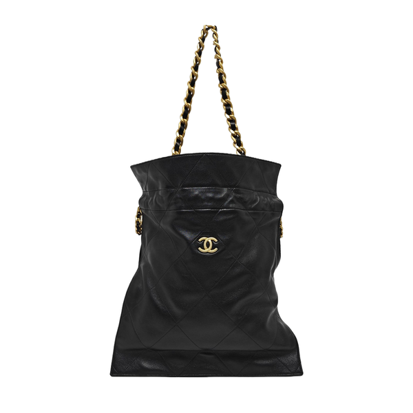 Quilted Lambskin Shoulder Bag Black