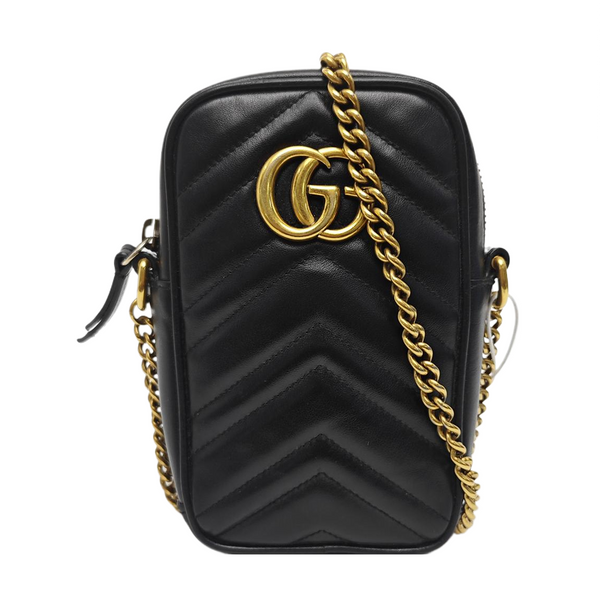 GG Marmont Mini Quilted Calfskin Black
