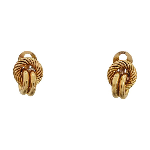 Twist Round Metal Gold Clip On Earrings