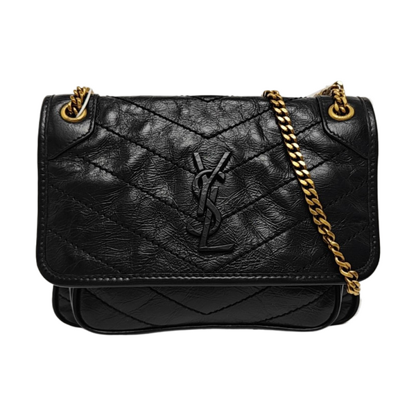 NIKI Small Chevron Calfskin Black