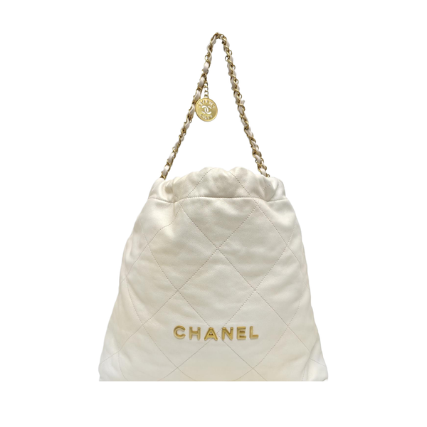 CHANEL 22 Medium Quilted Calfskin White