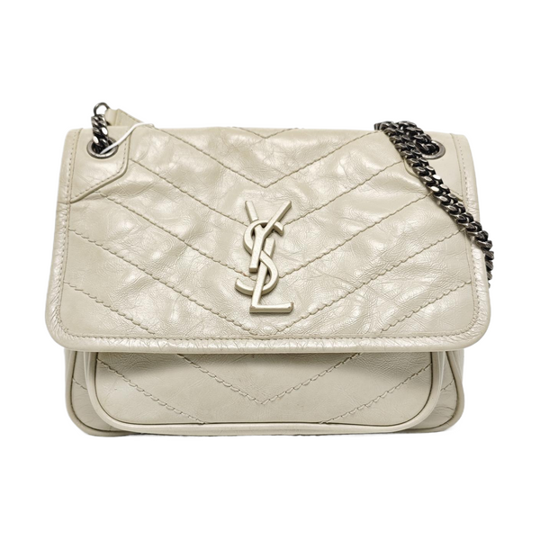 NIKI Small Chevron Calfskin White