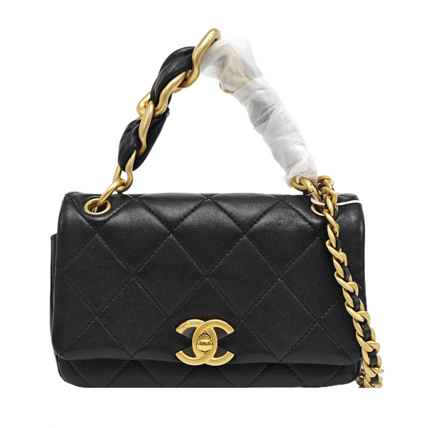 TWO TONE CHAIN HANDLE Quilted Calfskin Black