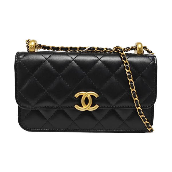 Quilted Calfskin Shoulder Bag Black