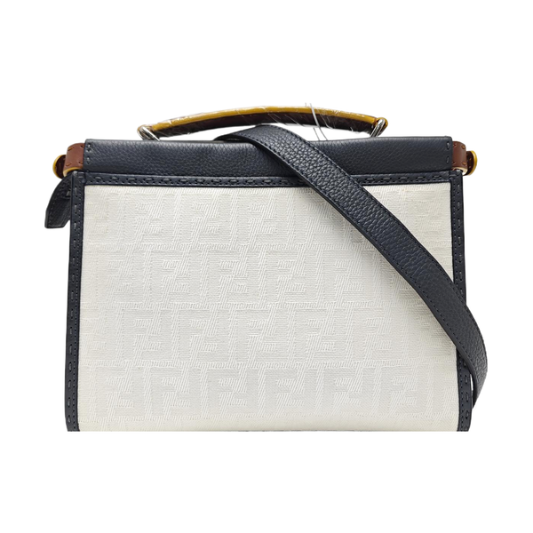 Monogram Fabric Shoulder Bag White