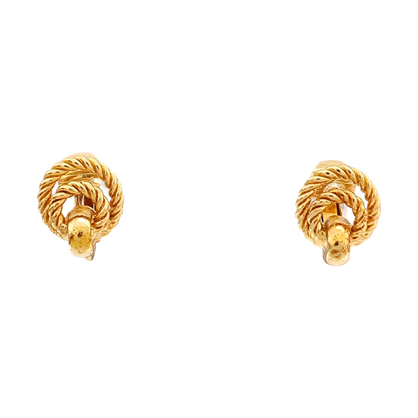 Twist Round Metal Gold Clip On Earrings