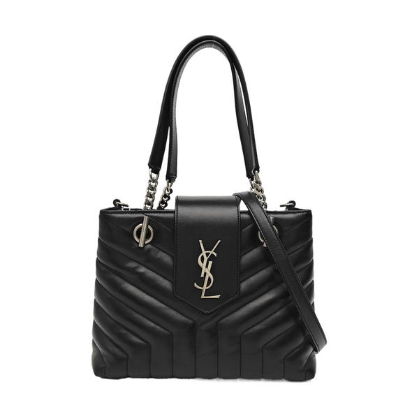 Chevron Leather Tote Bag Black